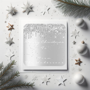 Frohe Weihnachten von zu Feiertags-SilberConfetti Quadratischer Aufkleber