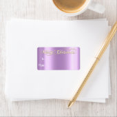 Frohe Weihnachten von zu Hand gegatetes Gold Lila Adressaufkleber (Insitu)