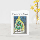 Frohe Weihnachten, Waldkreaturen Kunst Karte (Gelbe Blume)