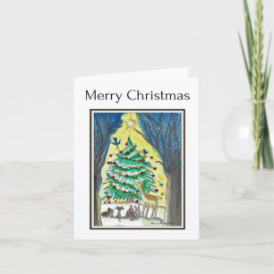 Frohe Weihnachten, Waldkreaturen Kunst Karte