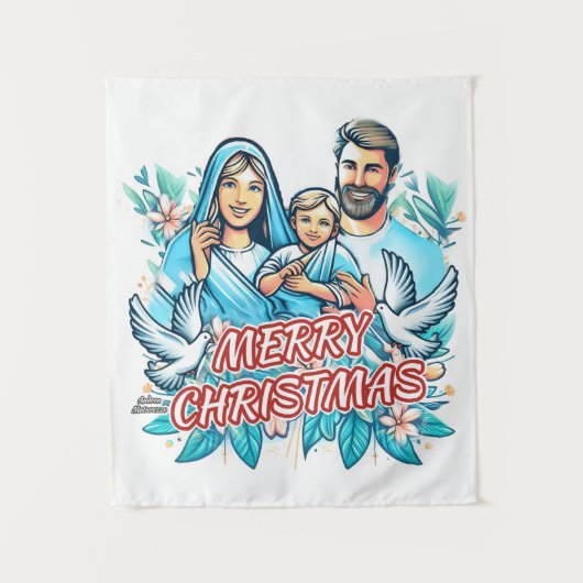 Frohe Weihnachten Wandteppich (Vorderseite)