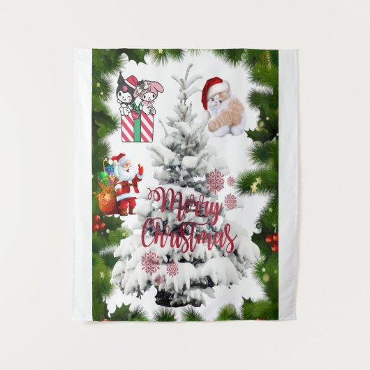 Frohe Weihnachten Wandteppich (Vorderseite)