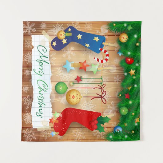 Frohe Weihnachten Wandteppich (Vorderseite (Horizontal))