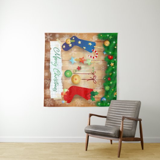 Frohe Weihnachten Wandteppich (Beispiel (Horizontal))