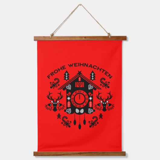 Frohe Weihnachten Wandteppich Mit Holzrahmen (Vorderseite)