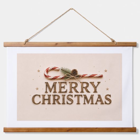 FROHE WEIHNACHTEN WANDTEPPICH MIT HOLZRAHMEN (Vorne)