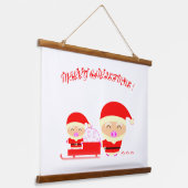 Frohe Weihnachten Wandteppich Mit Holzrahmen (Gewinkelt)