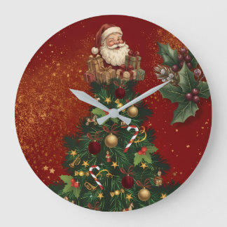 Frohe Weihnachten Wanduhr - Vintage Weihnachtsmann