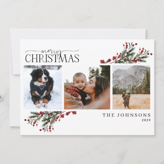 Frohe Weihnachten warme Roten Winter Botanisches F (Vorderseite)