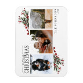 Frohe Weihnachten warme Roten Winter Botanisches F Magnet (Vertikal)