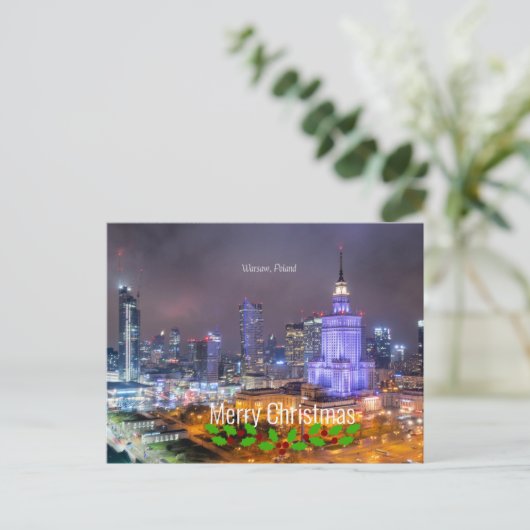 Frohe Weihnachten - Warschau, Polen Postkarte (Stehend Vorderseite)