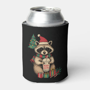 Frohe Weihnachten Waschbär Boba Tee Weihnachtsmann Dosenkühler
