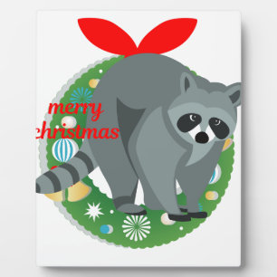 frohe weihnachten waschbär fotoplatte