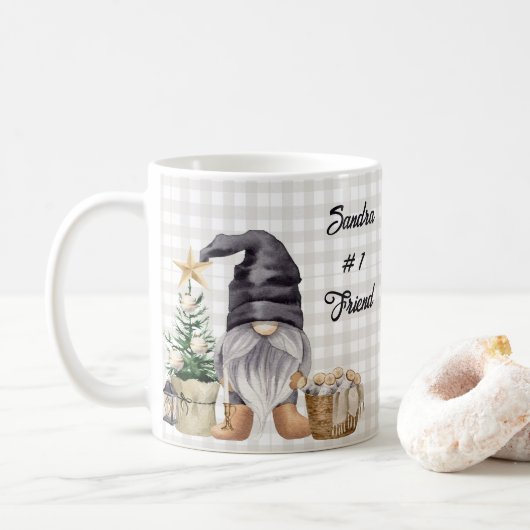 Frohe Weihnachten Wasserfarbe Bauernhof Gnome Kaffeetasse (Mit Donut)