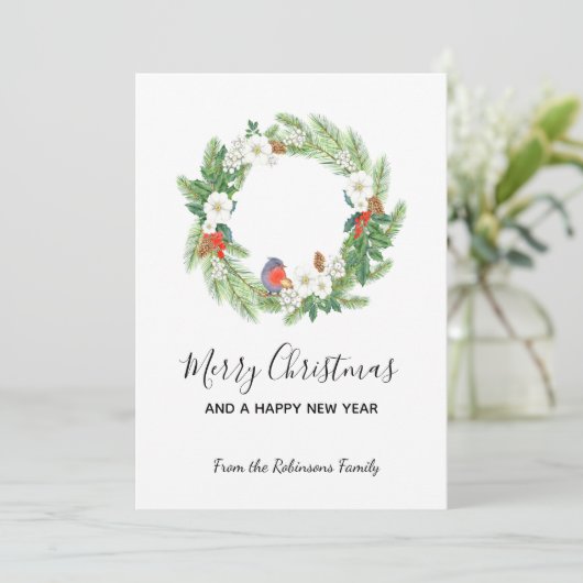 Frohe Weihnachten Wasserfarbe Berries Grünreath (Stehend Vorderseite)