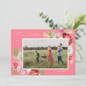 Frohe Weihnachten Wasserfarbe Blume Rosa (Stehend Vorderseite)