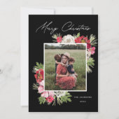 Frohe Weihnachten Wasserfarbe Blume Schwarz (Vorderseite)