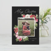 Frohe Weihnachten Wasserfarbe Blume Schwarz (Stehend Vorderseite)