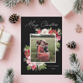 Frohe Weihnachten Wasserfarbe Blume Schwarz