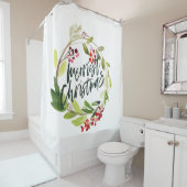 Frohe Weihnachten Wasserfarbe Blüte Duschvorhang (Beispiel)