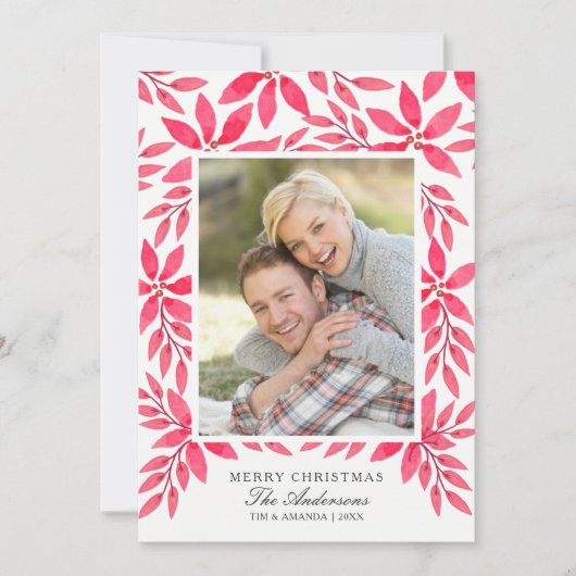 Frohe Weihnachten Wasserfarbe gestrichen Poinsetti (Vorderseite)