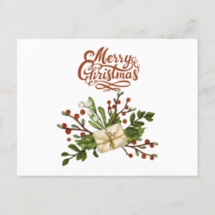 Frohe Weihnachten Wasserfarbe Holly Berry und Buch Postkarte