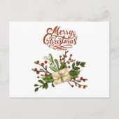 Frohe Weihnachten Wasserfarbe Holly Berry und Buch Postkarte (Vorderseite)