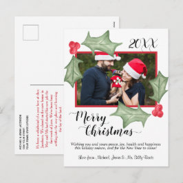 Frohe Weihnachten Wasserfarbe Holly Blätter mit Fo