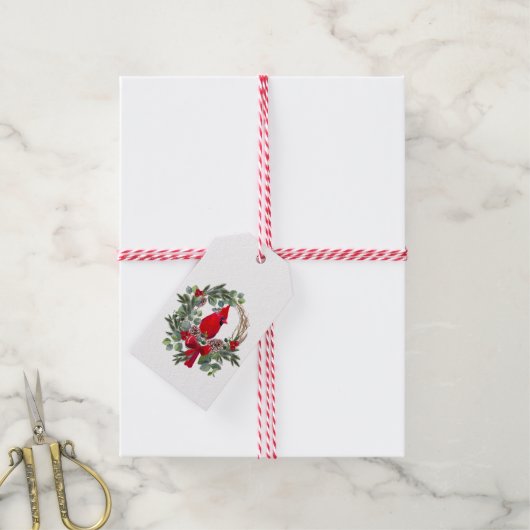 Frohe Weihnachten Wasserfarbe Kardinal Red Bird Geschenkanhänger (Mit Garn)