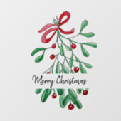 Frohe Weihnachten Wasserfarbe Mistletoe Handgemalt Fensteraufkleber (Blatt)