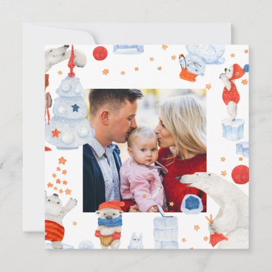 Frohe Weihnachten Wasserfarbe Niedlich Polar Bären (Vorderseite)