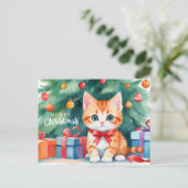 Frohe Weihnachten Wasserfarbe Orange Kitten (Stehend Vorderseite)