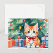 Frohe Weihnachten Wasserfarbe Orange Kitten (Vorne/Hinten)