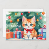 Frohe Weihnachten Wasserfarbe Orange Kitten (Vorne/Hinten)