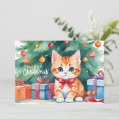 Frohe Weihnachten Wasserfarbe Orange Kitten (Stehend Vorderseite)
