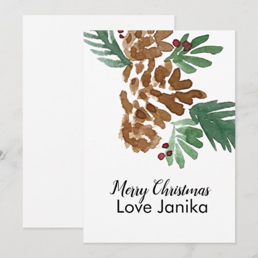 Frohe Weihnachten Wasserfarbe Pinecones (Vorne/Hinten)