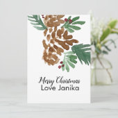 Frohe Weihnachten Wasserfarbe Pinecones (Stehend Vorderseite)