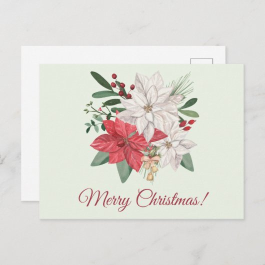 Frohe Weihnachten Wasserfarbe Poinsettia Blume (Vorne/Hinten)