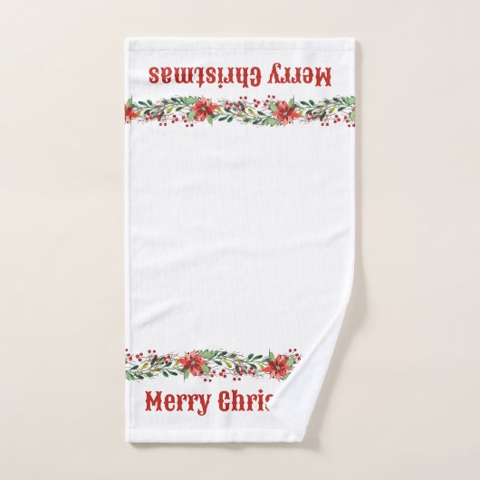 Frohe Weihnachten Wasserfarbe Poinsettias und Berr Badhandtuch Set (Handtuch)