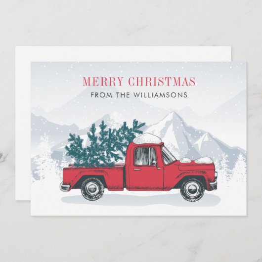 Frohe Weihnachten Wasserfarbe Red Truck (Vorne/Hinten)