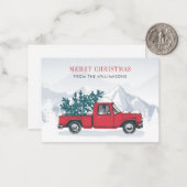 Frohe Weihnachten Wasserfarbe Red Truck Happy Holi Mitteilungskarte (Vorderseite/Rückseite Beispiel)
