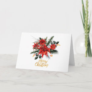 Frohe Weihnachten Wasserfarbe Rote Poinsettie Karte