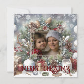 Frohe Weihnachten Wasserfarbe Rustikales Foto (Vorderseite)