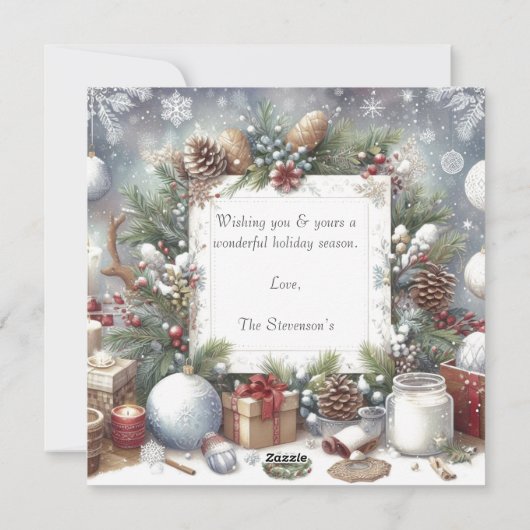 Frohe Weihnachten Wasserfarbe Rustikales Foto (Rückseite)