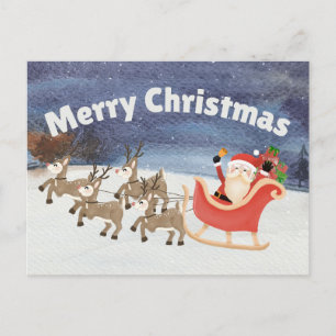 Frohe Weihnachten Wasserfarbe Santa Sleigh