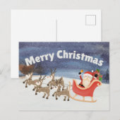 Frohe Weihnachten Wasserfarbe Santa Sleigh (Vorne/Hinten)
