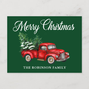 Frohe Weihnachten Wasserfarbe Vintag Red Truck Gre Postkarte