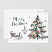 Frohe Weihnachten Wasserfarbe Weihnachtsbaum, Gnom (Vorne/Hinten)