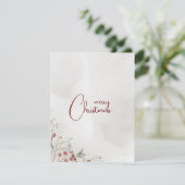 Frohe Weihnachten Wasserfarbe Winter Berry Non-Fot Dankeskarte (Stehend Vorderseite)