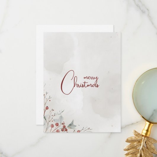Frohe Weihnachten Wasserfarbe Winter Berry Non-Fot Dankeskarte (Vorderseite/Rückseite Beispiel)